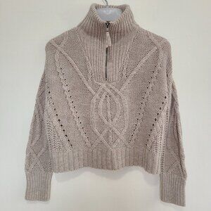Skull Cashmere Women’s Lyndsay Cable Knit Half Zip Sweater Beige Size XS